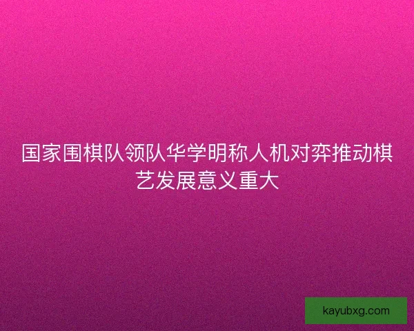 国家围棋队领队华学明称人机对弈推动棋艺发展意义重大